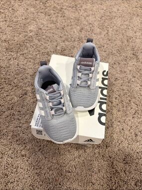 adidas Kids Light Blue Gray Mesh Sneakers